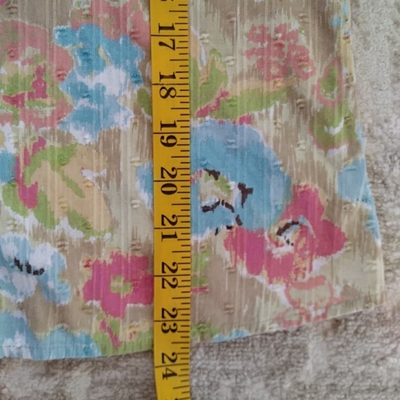 IB Diffusion Floral Ruffle Swiss Dot Button Down Top L Pink Mauve Blue - Picture 15 of 16